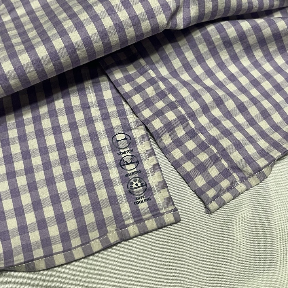 Vineyard Vines OTG Shirt Mens XL Purple Gingham Whale Button Down Performance - Picture 5 of 7